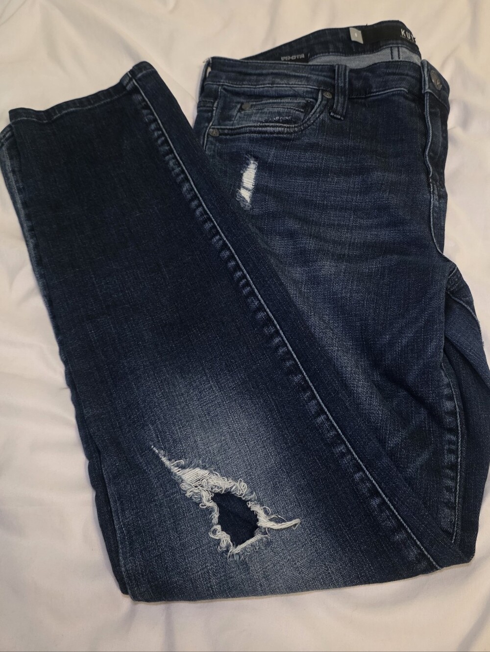 Kut From The Kloth Dark Wash Distressed Catgerine Boyfriend Jeans Size 8